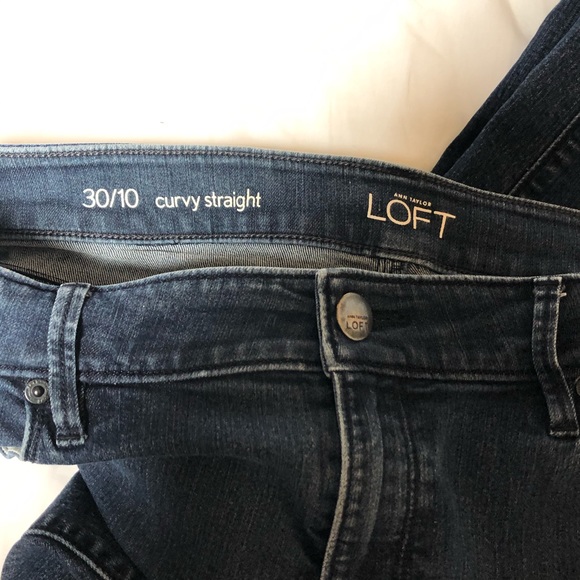 Loft Dark Wash Curvy Straight Jeans Mid Rise EUC - Picture 3 of 10